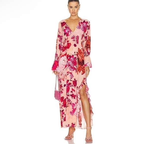 NWT Hemant & Nandita Dali Bohemian Floral Elegant Kaftan Maxi Dress Size Medium - Picture 3 of 14